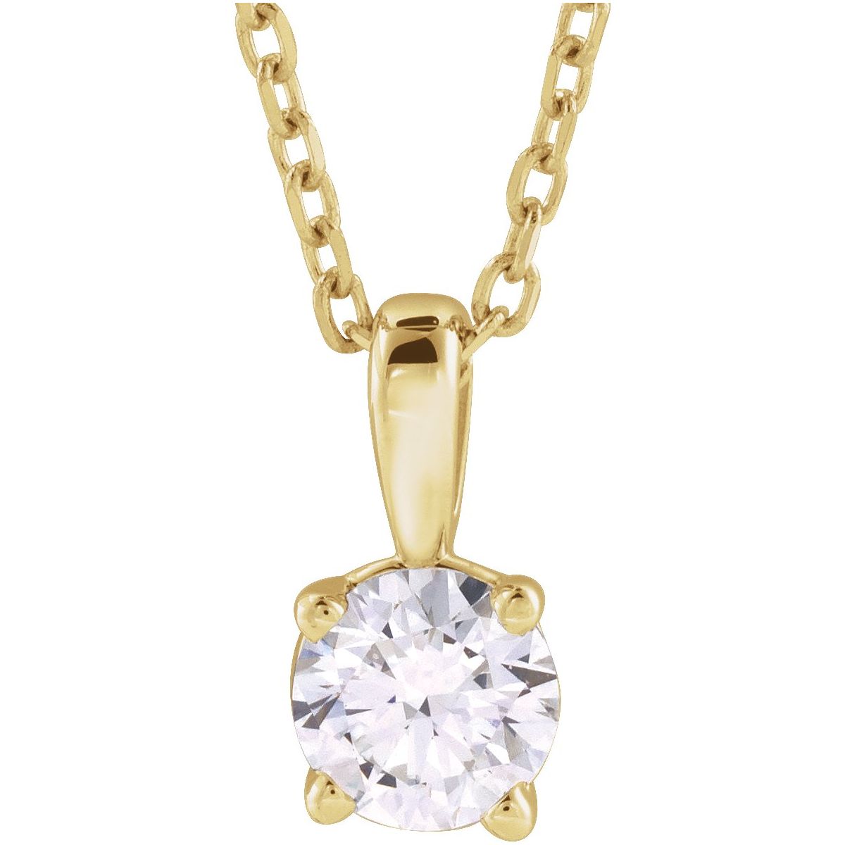 Lab-grown diamond solitaire necklace in 14K yellow gold