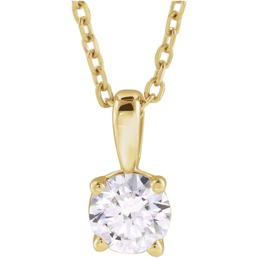 Lab-grown diamond solitaire necklace in 14K yellow gold