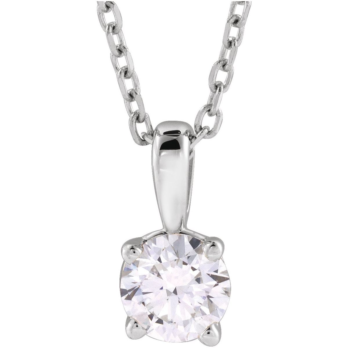 Lab-grown diamond solitaire necklace in 14K white gold