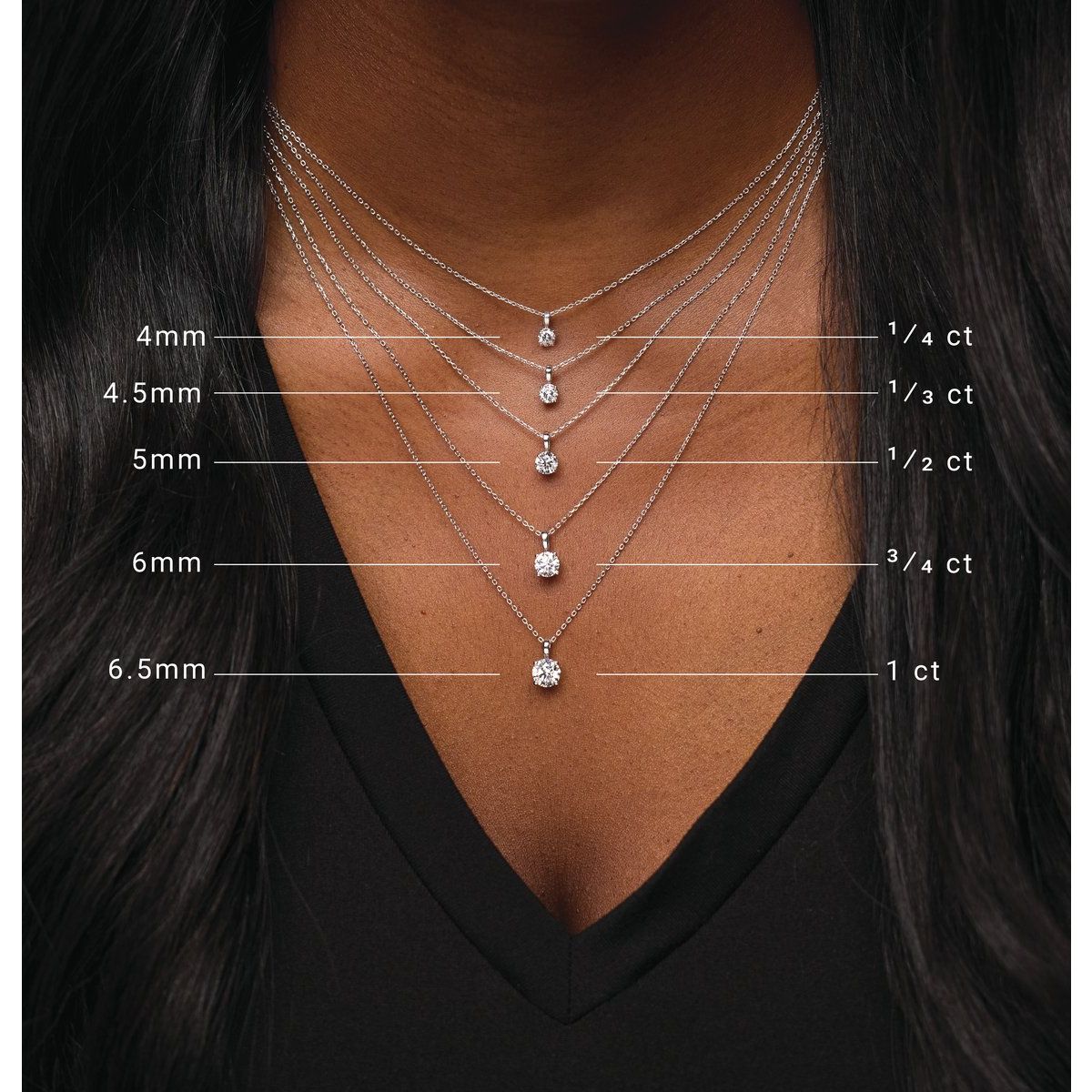 Solitaire necklace size guide