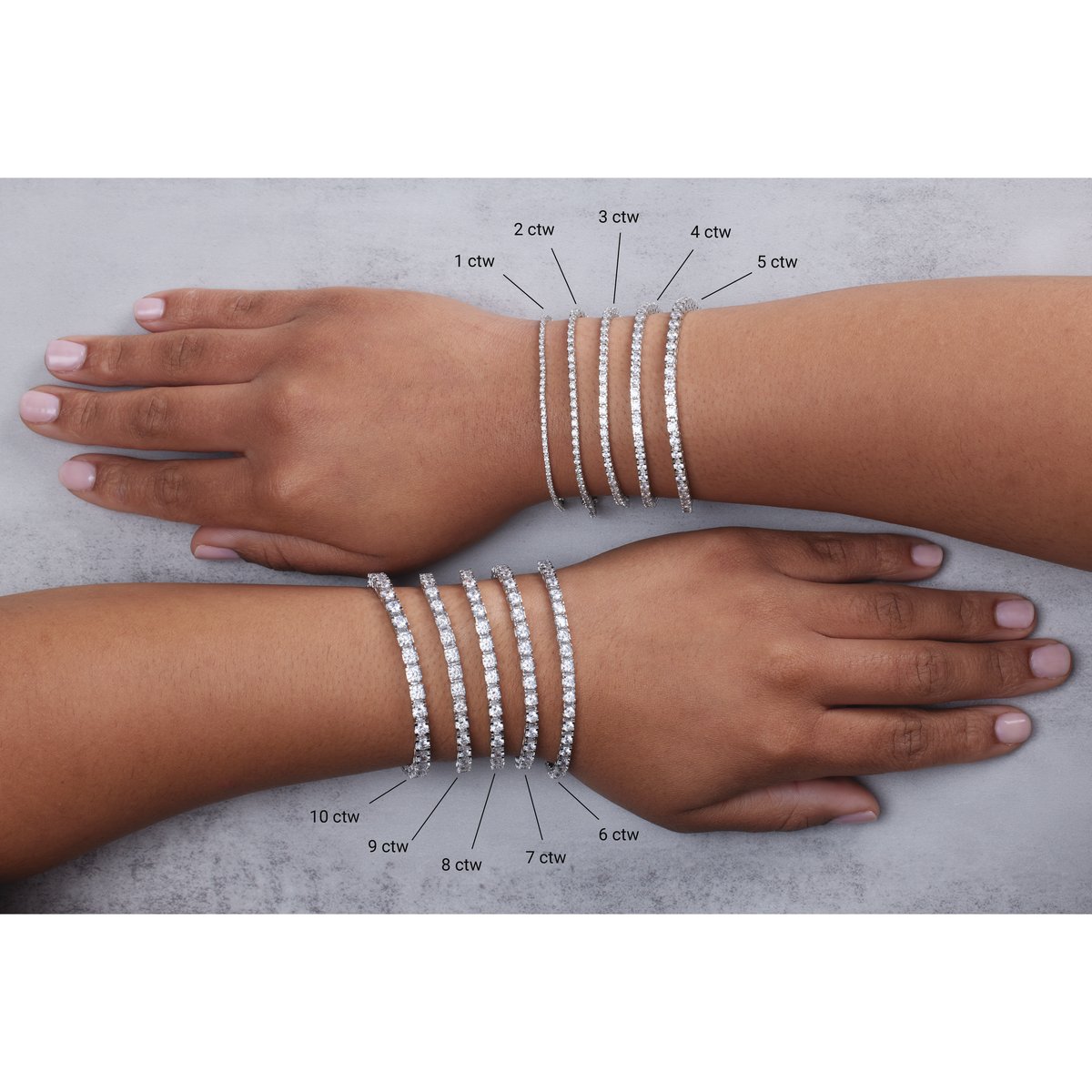 Tennis bracelet size guide on the wrist