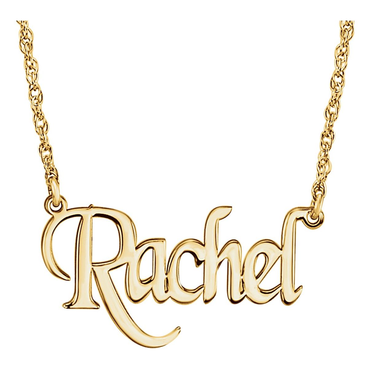 Gold block name necklace