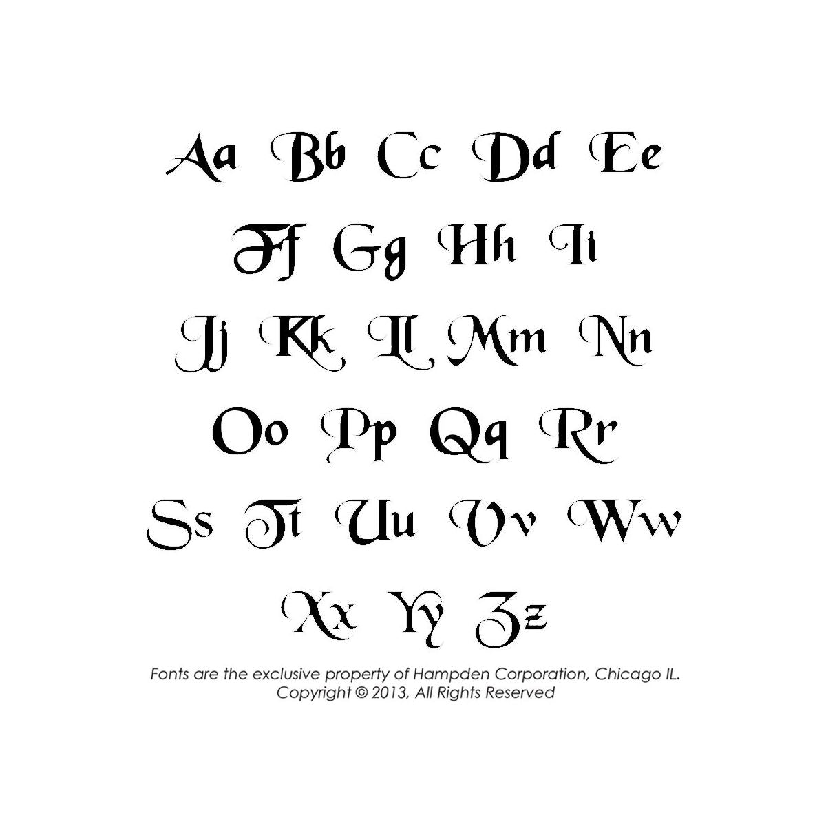 Block name necklace font alphabet